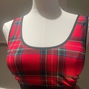 Auden Red Plaid Sports Bra